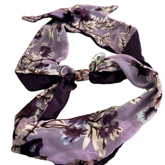 NEW Anthroplogie Floral Velvet Satin Adjustable Headband Scarf - Picture 1 of 8